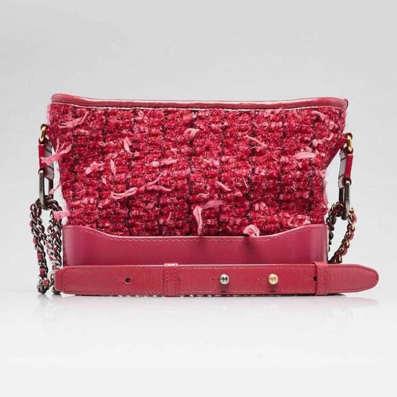 Chanel Pink Tweed and Leather Small Gabrielle Hobo Bag - Picture 1 of 10